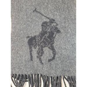 Polo Ralph Lauren Men's Reversible Black Gray Scarf Soft Large Classic Look